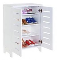 NEW White Freestanding Adjustable Slatted 2 Door Home Shoe Storage Cabinet Unit