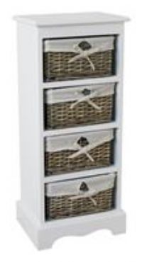 Argos Home New Malvern 4 Wicker Drawer Freestanding Wooden Storage Unit - White