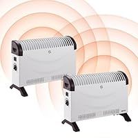 Igenix IG5200/2PACK Portable Electric Low Energy Convector Heater with Adjustable Thermostat, Freestanding Radiator Ideal for Home or Office, 2000 Watt, White, Pack of 2