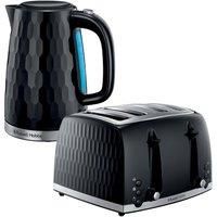 Russell Hobbs Honeycomb 4 Slice Toaster & Kettle Set, Black