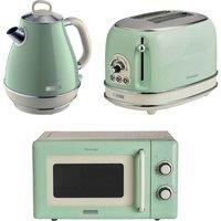 ARIETE Vintage ARPK59 Microwave, Jug Kettle & 2-Slice Toaster Bundle - Green, Green