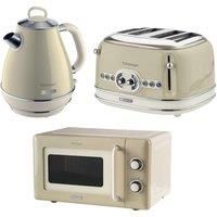 ARIETE Vintage ARPK61 Microwave, Jug Kettle & 4-Slice Toaster Bundle - Cream, Cream