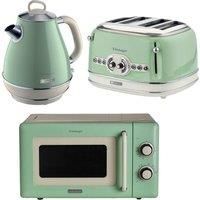 Ariete Vintage 1.7L Jug Kettle, 4 Slice Toaster & Microwave Green Green