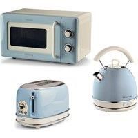 ARIETE Vintage ARPK66 Microwave, Traditional Kettle & 2-Slice Toaster Bundle - Blue, Blue