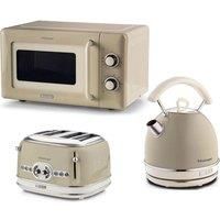 ARIETE Vintage ARPK67 Microwave, Traditional Kettle & 4-Slice Toaster Bundle - Cream, Cream