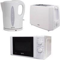IGENIX IGPK34 2-slice Toaster, Jug Kettle & Solo Microwave Bundle - White, White