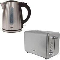 Kettle 1.7L and 2 Slice Toaster Set, Stainless Steel, Igenix