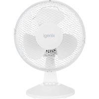 Igenix DF9010 Portable Desk Fan, 9 Inch, 2 Speed, Quiet Operation, Oscillating, Desktop/Bedside Fan, Ideal for Home and Office, White