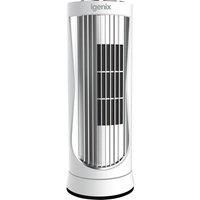 Igenix DF0022WH Mini Tower Fan, 12 Inch, 3 Speed Settings White with 8hr timer