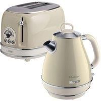 Ariete Retro Style 1.7L Jug Kettle & 2 Slice Toaster, Vintage Design, Beige