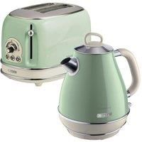 Ariete Retro Style 1.7L Jug Kettle & 2 Slice Toaster, Vintage Design - Green