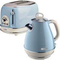 Ariete Retro Style 1.7L Jug Kettle & 2 Slice Toaster, Vintage Design, Blue