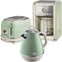 Retro Jug Kettle, Toaster & Filter Coffee Machine Set, Green Vintage Style