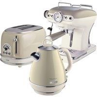 Ariete Retro Style 1.7L Jug Kettle, 2 Slice Toaster & Espresso Machine, Beige