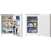 Igenix Freestanding Under Counter Larder Fridge & Freezer Set, Reversible Doors, 55cm Wide, White