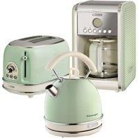 Retro Dome Kettle, Toaster & Filter Coffee Machine Set, Green Vintage Style