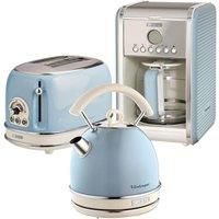 Ariete ARPK15 Vintage 2-Slice Toaster, 1.7L Dome Kettle, and 12-Cup Filter Coffee Maker - Blue