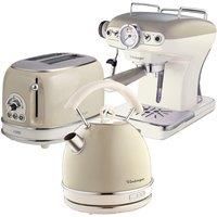 Ariete Dome Kettle, 2 Slice Toaster and Espresso Machine Set, Vintage Beige