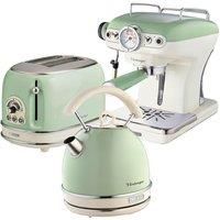 Ariete ARPK17 Vintage 2-Slice Toaster, 1.7L Dome Kettle, and Espresso Coffee Maker - Green