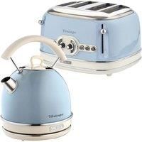 Retro Style Dome Kettle and 4 Slice Toaster Set, Vintage Style, Blue, Ariete