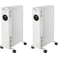 Igenix 2Kw Digital Oil Filled Radiator With Timer White (2 Pack)