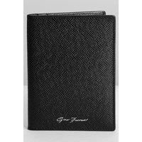Gino Ferrari Men's Passport Travel Wallet Italian Saffiano Leather RFID Protection, Black