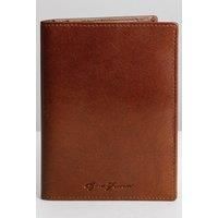 Gino Ferrari Men's Italian Embossed Leather Passport Travel Wallet RFID Protection Cognac in Tan