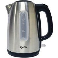 Igenix IG7731 Cordless Electric Jug Kettle, Easy Open Lid and Removable, Washable Filter for Easy Cleaning, 2200 W, Stainless Steel