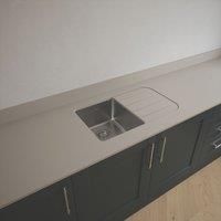 Metis Solid Surface Worktop with Single Bowl Stainless Steel Sink 3050 x 620 x 15mm in Brown Fleck Composite