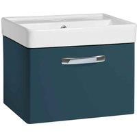 Coastal Conwy Matte Oxford Blue 500 Wall Mounted Single Drawer Unit & Basin Chrome Handle