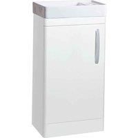 Coastal Conwy Gloss White Cloakroom Floor Standing Door Unit & Basin Chrome Handle