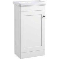 Coastal Monnow Paper White Cloakroom Floor Standing Door Unit & 1 Tap Hole Basin Chrome Handle, Cream