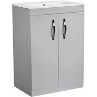 Essentials Ablis Freestanding Vanity Unit with Ceramic Basin Gloss Grey 610mm x 400mm x 844mm (200YN)