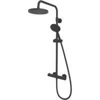 Meda Rear-Fed Exposed Black Thermostatic Push Button Mixer Shower (668CH)