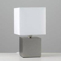 Pair of - Modern Brushed Chrome Cube Design Touch Dimmer Bedside Table Lamps with a White Fabric Light Shade