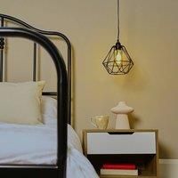 2 x Industrial Cage Easy Fit Ceiling Pendant Light Shade + LED Filament Bulb