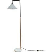 Copper Floor Lamp Marble Base Living Room Light Frosted Tapered Shade LED Bulb