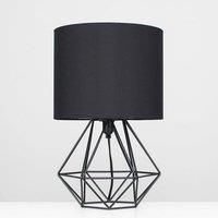 MiniSun Table Lamps - Industrial Metal Wire Geometric Base Fabric Light Shades