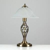 MiniSun Pair of - Traditional Style Antique Brass Barley Twist Table Lamps with a Frosted Alabaster Shade