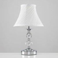 Pair of - Modern Polished Chrome and Glass Touch Table Lamps with Pleated White Shades