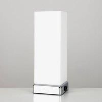 2x Touch Table Lamps Frosted White Glass Rectangle Design USB Charger LED Lights