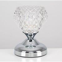 Pair Of Chrome Touch Table Lamps Diamond Glass Design Shade Modern Lights