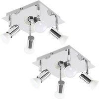 Modern Chrome Ceiling Spotlights Pair of Square 4 Way Spot Light Ceiling Fitting