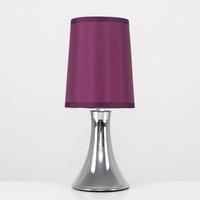 Modern LED Touch Table Lamp Dimmable Chrome Bedside / Lounge Light Cotton Shade