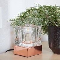 Modern Ice Cube Touch Table Lamps Pair Dimmable Bedside Lounge Light Glass Shade