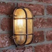 Ip64 Rated CrossCased Metal Outdoor LED Bulkhead Wall Light  Copper  Minisun