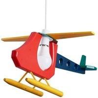 Kids Multicolour Ceiling Pendant Airplane Shade With Warm White Bulb