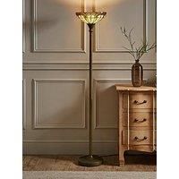 Traditional Floor Lamp Light Jewel Tiffany Uplighter Design Antique Brass Light