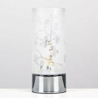 Floral Touch Table Lamp Dimmer Chrome 19CM Tall Bedside Lounge Light Glass Shade