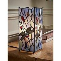 Beautiful Hand Crafted Tiffany Inspired Decorative Dragonfly Design Square Glass Table Lamp